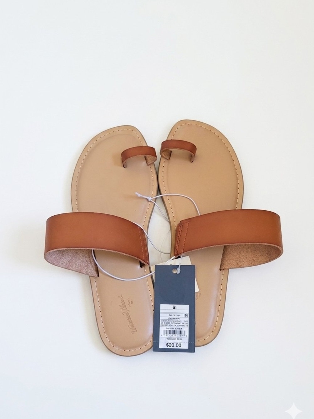 Universal Thread Tan Slide Sandals with Toe Loop Detail